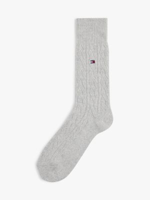 1 pack calzini in maglia intrecciata di misto lana grigio da uomini tommy hilfiger