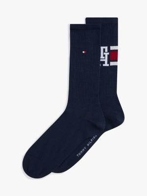 blue 2-pack th monogram socks for men tommy hilfiger