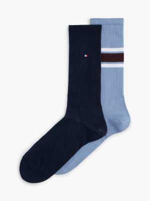 blue 2-pack th monogram socks for men tommy hilfiger