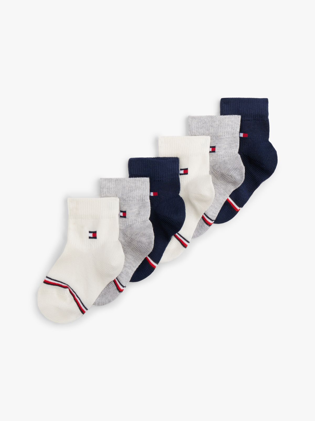 6-Pack Flag Embroidery Socks — White