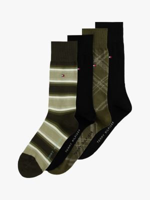 green 4-pack stripe socks for men tommy hilfiger