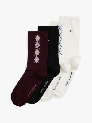 lot de 4 paires de chaussettes à motif argyle red pour femmes tommy hilfiger