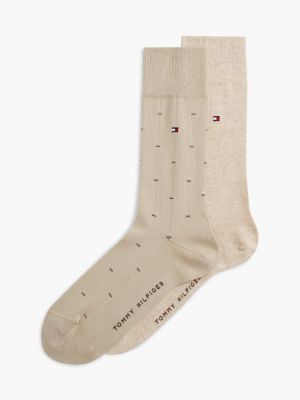 brown 2-pack micro pattern flag embroidery socks for men tommy hilfiger