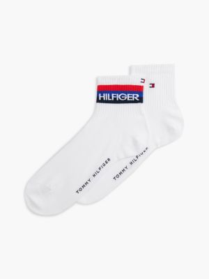 white 2-pack logo ankle socks for men tommy hilfiger