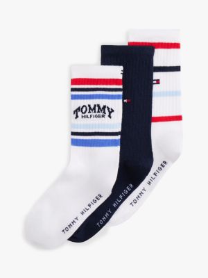 blue 3er-pack socken mit flag-stickerei für gender-inclusive kinder - tommy hilfiger