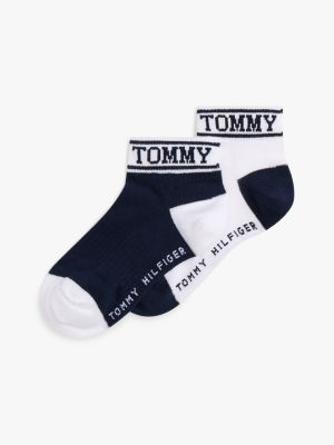 blue 2er-pack knöchelsocken mit logo für gender-inclusive kinder - tommy hilfiger