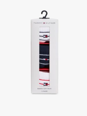 blue 3-pack breton stripe socks gift box for newborn tommy hilfiger