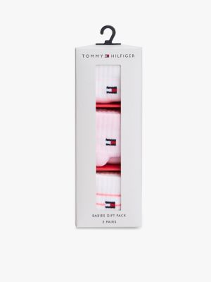 pink 3-pack breton stripe socks gift box for newborn tommy hilfiger