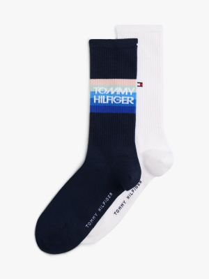 2 pack calzini con righe e logo blue da uomini tommy hilfiger