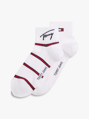 2 pack calzini alla caviglia con logo firma white da gender-inclusive adulti tommy jeans