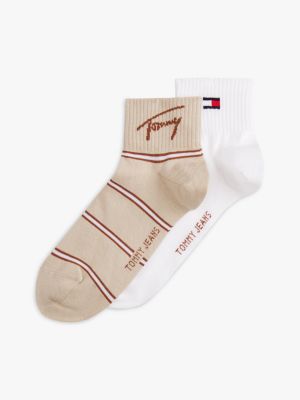 2 pack calzini alla caviglia con logo firma brown da gender-inclusive adulti tommy jeans