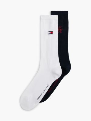 purple 2-pack logo ribbed socks for adults gender inclusive tommy hilfiger