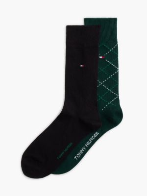 green 2-pack argyle flag embroidery socks for men tommy hilfiger