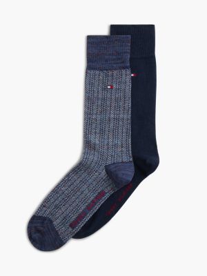 blue 2-pack herringbone mouliné socks for men tommy hilfiger