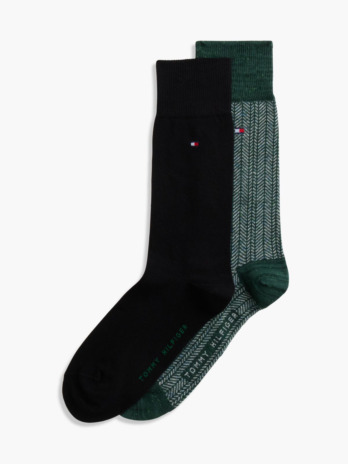 2-Pack Herringbone Mouliné Socks — Green