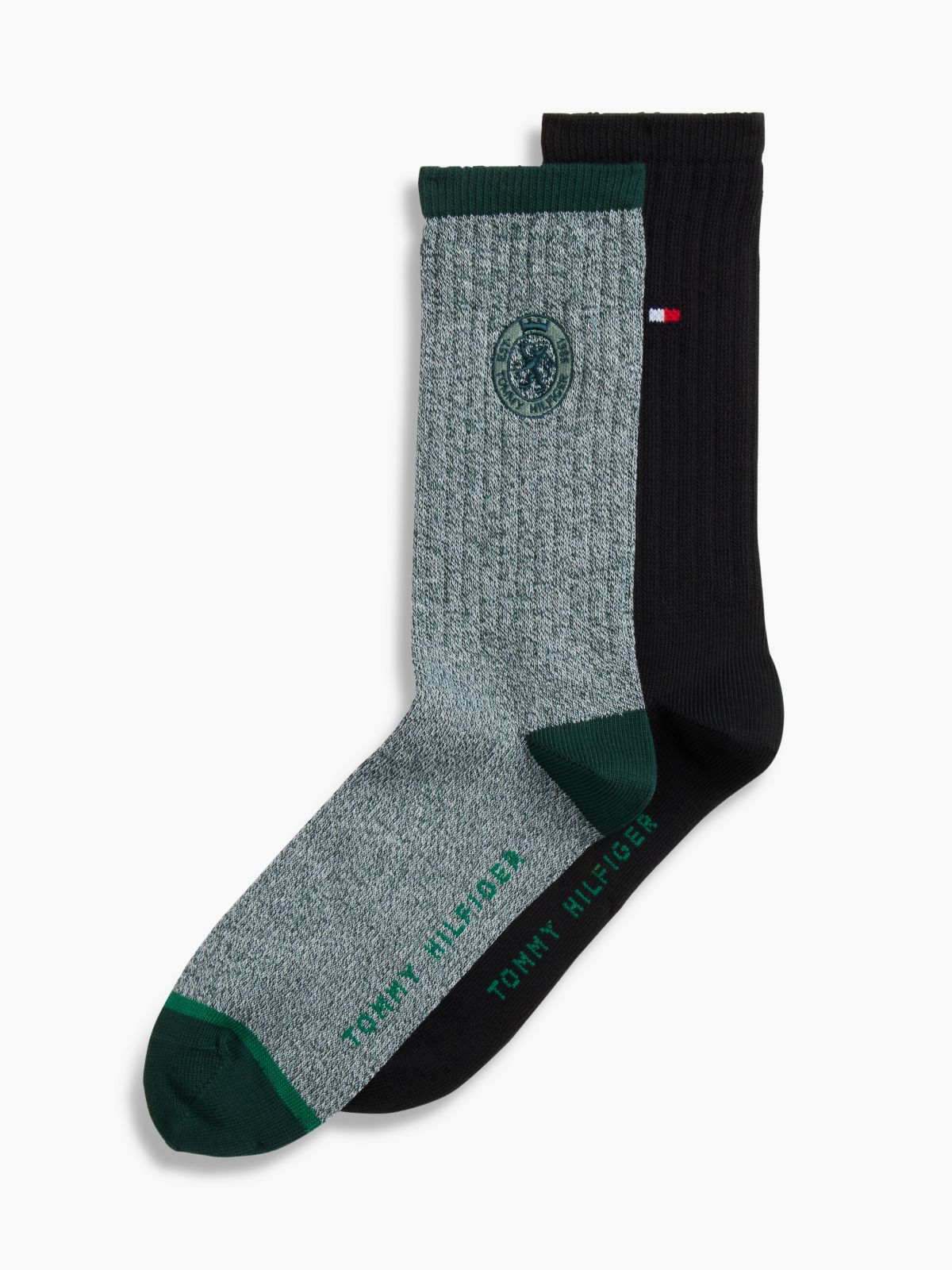 2-Pack Crest Embroidery Mouliné Socks — Green