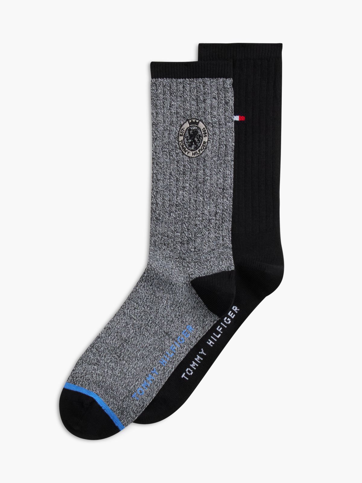 2-Pack Crest Embroidery Mouliné Socks — Black