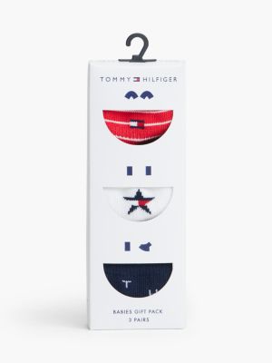 blue 3er-pack socken mit sternen in geschenkbox für neugeborene - tommy hilfiger