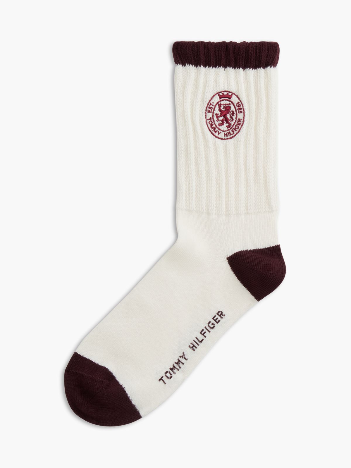 1-Pack Crest Embroidery Socks — White