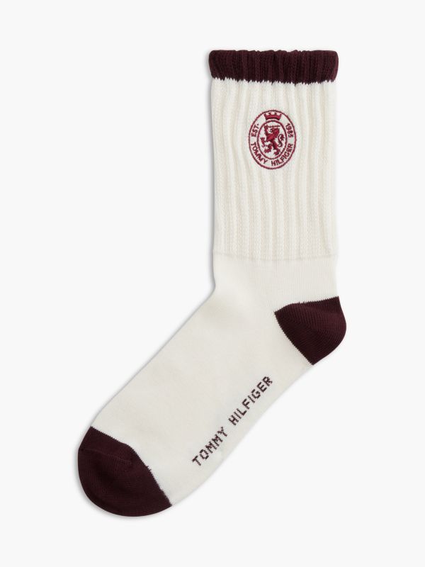 1-Pack Crest Embroidery Socks — White
