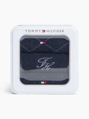 blue 3er-pack gemusterte socken in geschenkbox für damen - tommy hilfiger