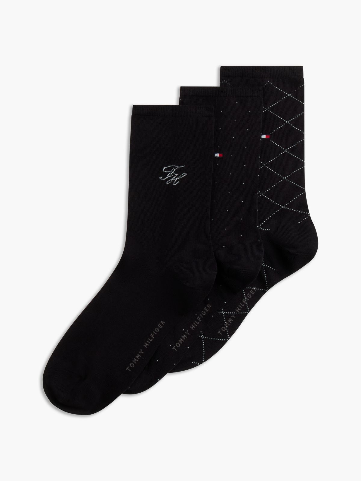 3-Pack Pattern Socks Gift Box — Black