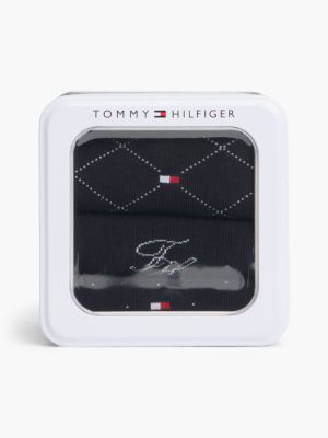 black 3er-pack gemusterte socken in geschenkbox für damen - tommy hilfiger