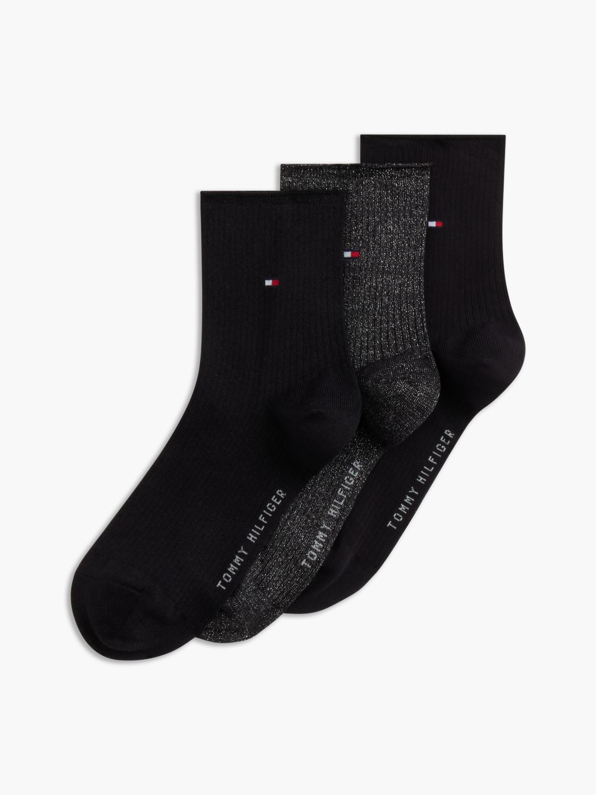 3-Pack Metallic Short Socks Gift Box — Black