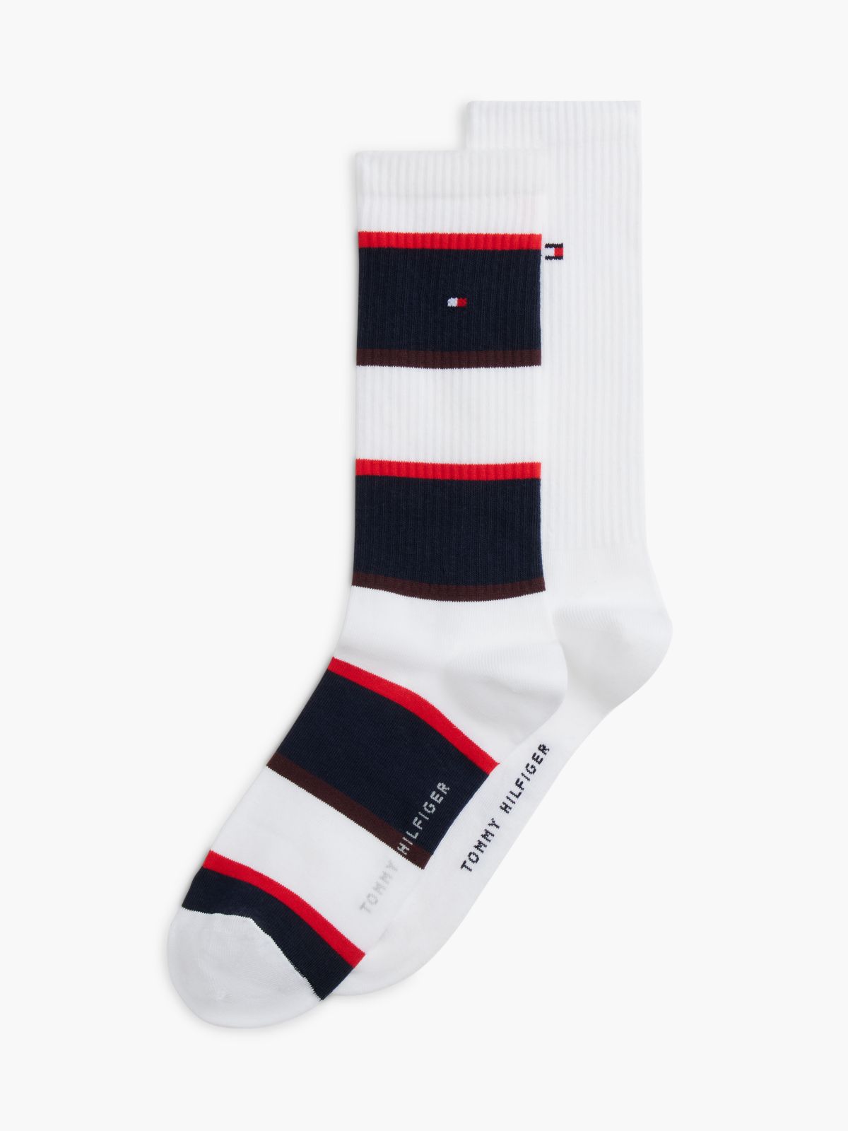 2-Pack Varsity Stripe Flag Embroidery Socks — White