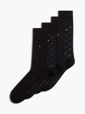black set van 4 paar sokken met vlaggenprint voor heren - tommy hilfiger