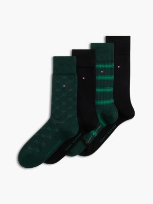 green 4-pack flag print and stripe socks for men tommy hilfiger