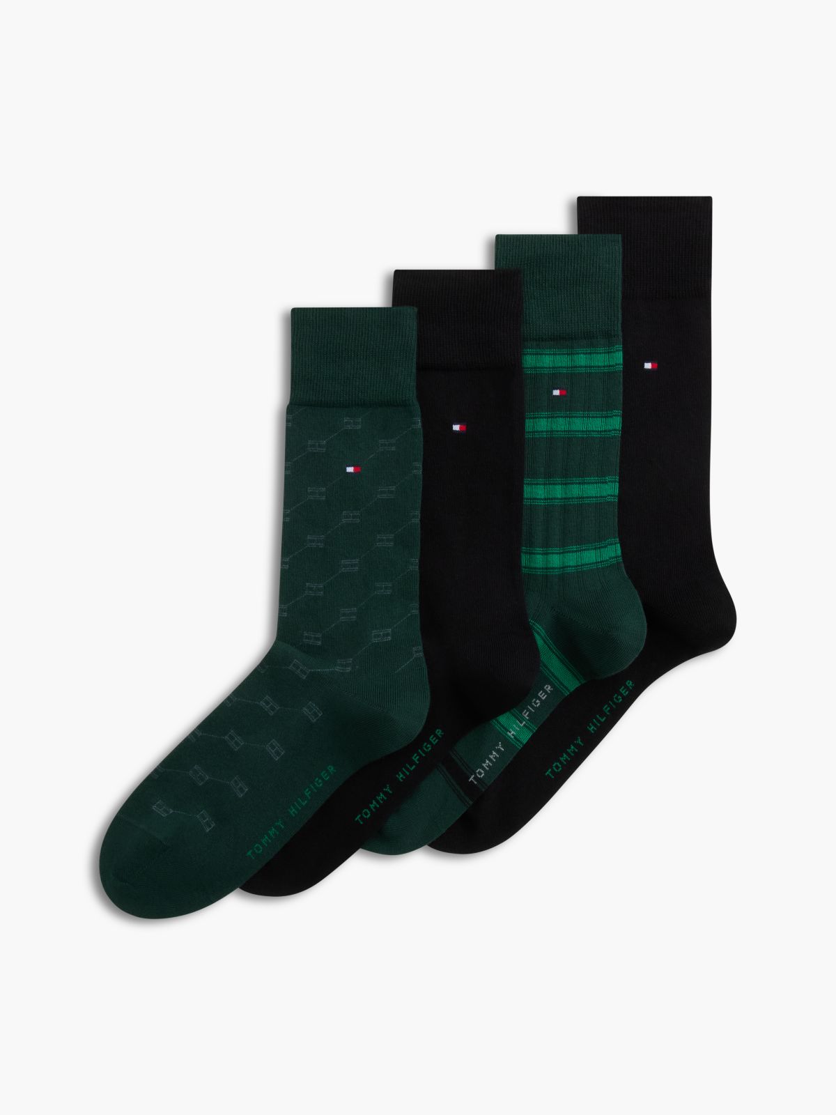 4-Pack Flag Print And Stripe Socks — Green