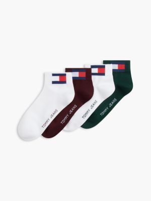 red 4-pack flag ankle socks for adult gender inclusive tommy jeans