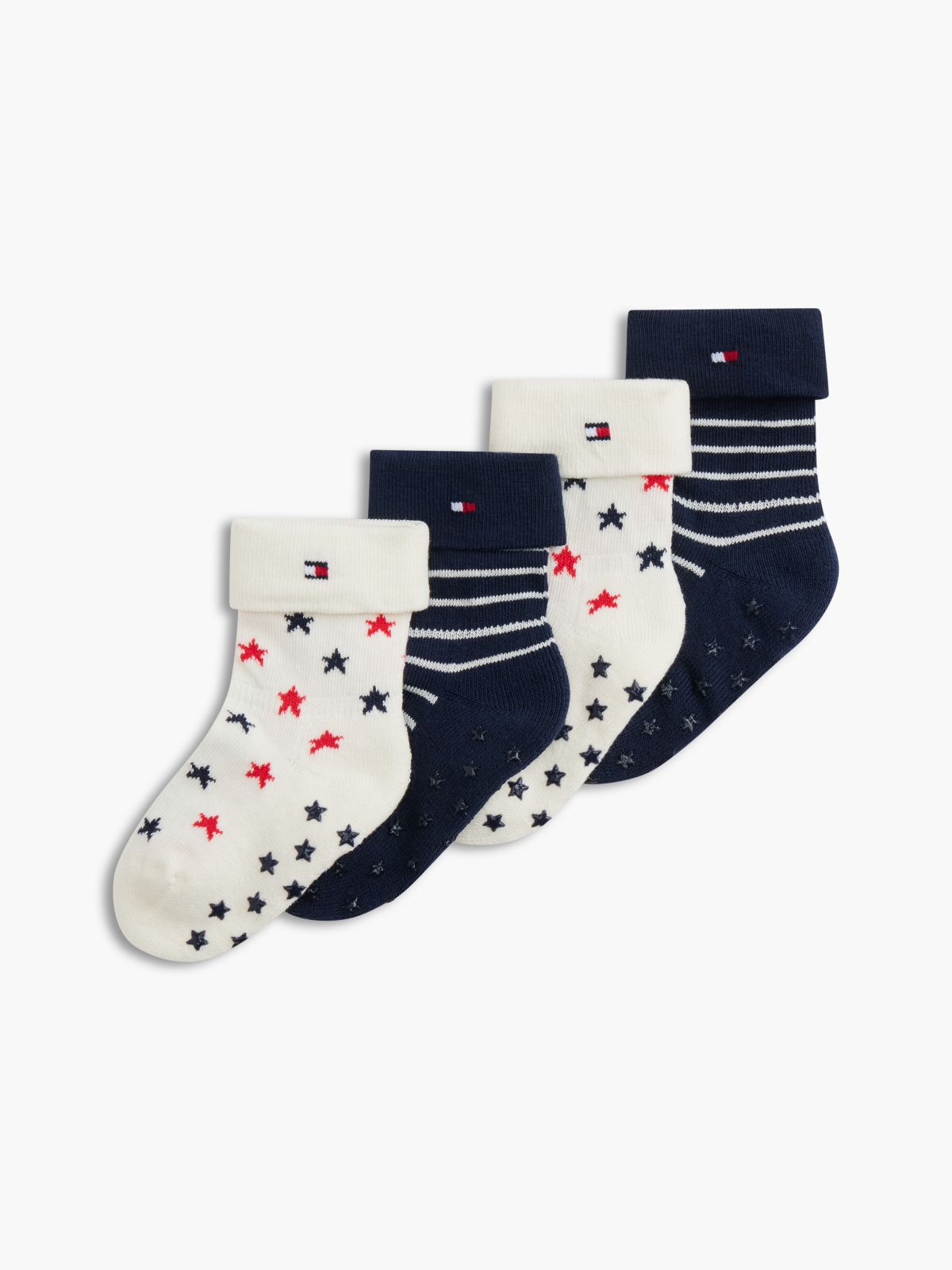 4-Pack Fold-Over Cuff Socks — Blue