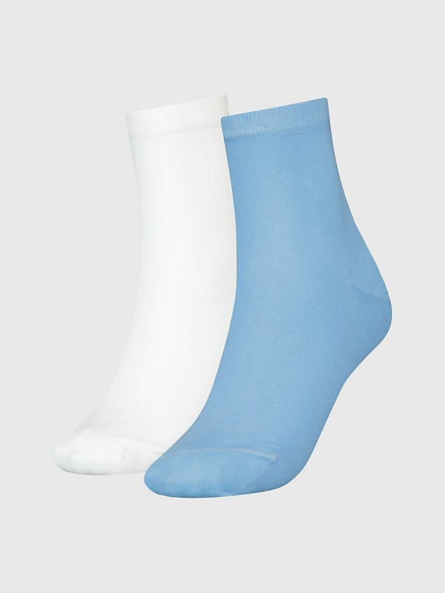 blue set van 2 paar korte sokken met vlag voor dames - tommy hilfiger