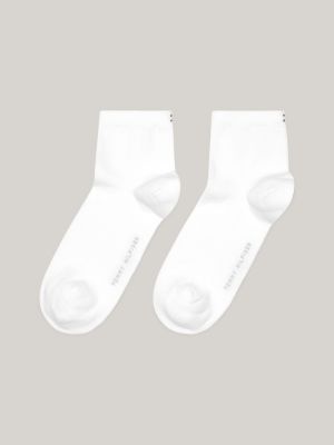 white 1-pack flag embroidery short socks for women tommy hilfiger