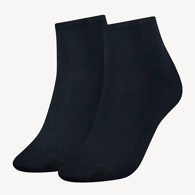 blue set van 2 paar korte sokken met vlag voor dames - tommy hilfiger