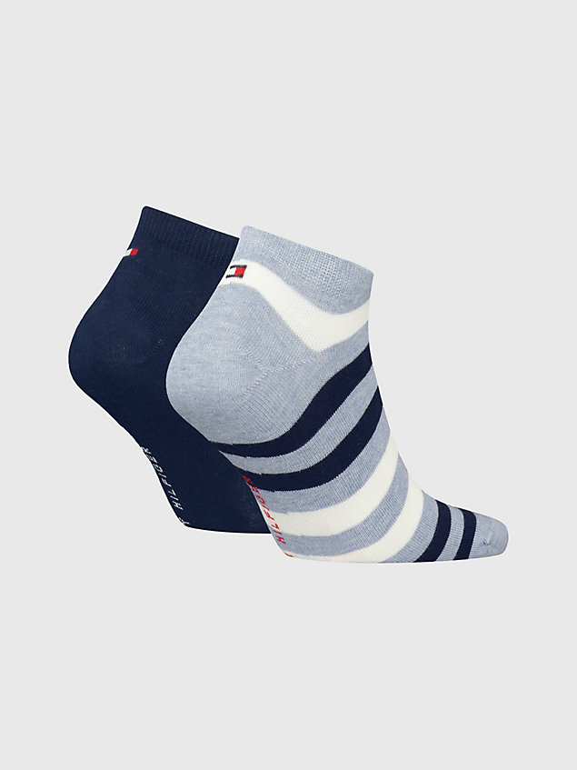 blue 2-pack stripe trainer socks for men tommy hilfiger