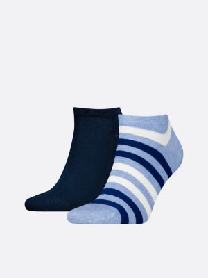 blue 2-pack duo stripe trainer socks for men tommy hilfiger