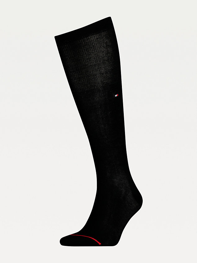 black mercerised cotton blend knee length socks for men tommy hilfiger