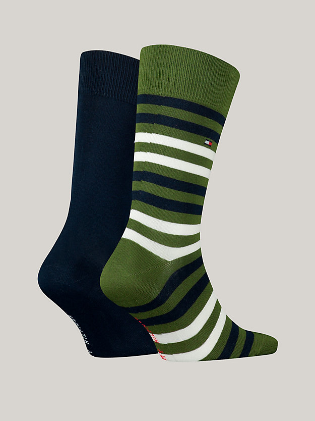 2-Pack Duo Stripe Socks | Green | Tommy Hilfiger