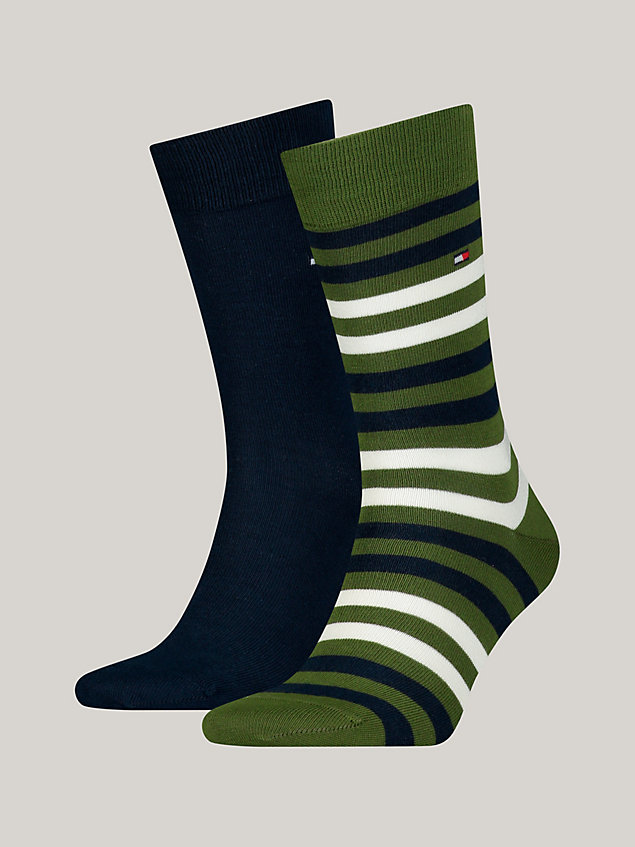 green 2-pack classics stripe socks for men tommy hilfiger
