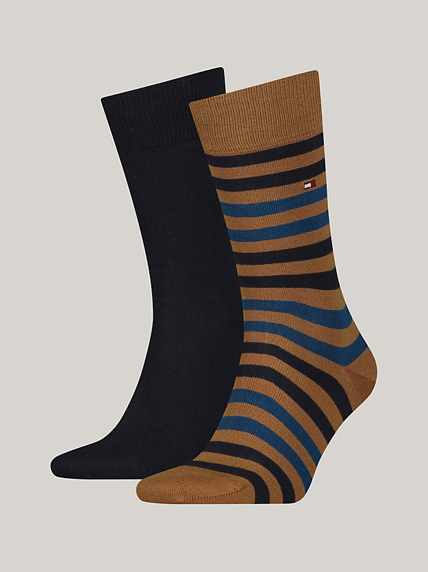 2-Pack Duo Stripe Socks | Khaki | Tommy Hilfiger