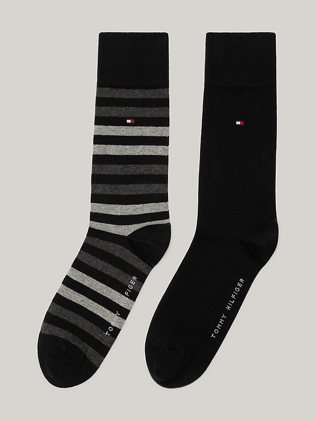 black 2-pack classics stripe socks for men tommy hilfiger