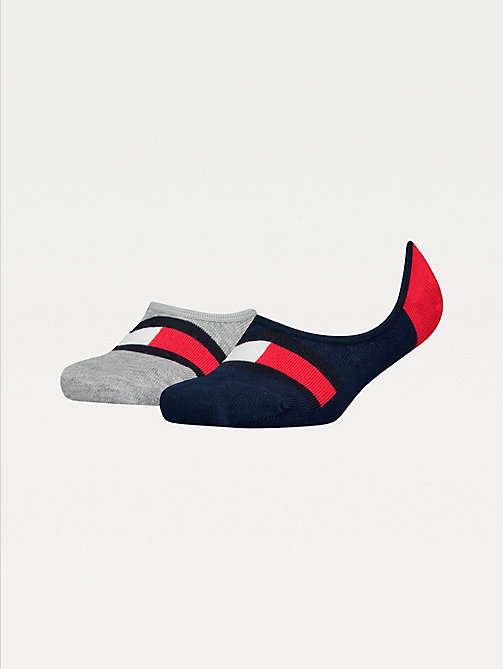 rood set van 2 paar footie-sokken met vlag voor unisex - tommy hilfiger