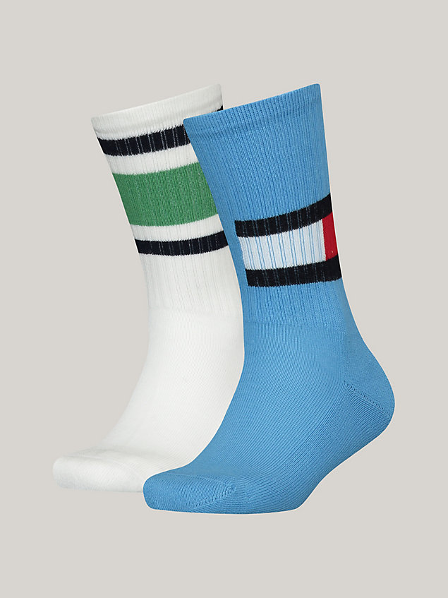 blue set van 2 paar classics sokken met vlag voor unisex - tommy hilfiger