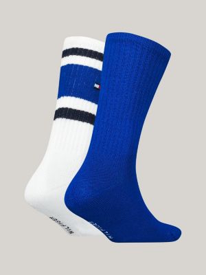 blau 2er-pack socken in color block mit flag für unisex kinder - tommy hilfiger