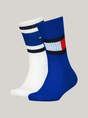 blau 2er-pack socken in color block mit flag für unisex kinder - tommy hilfiger