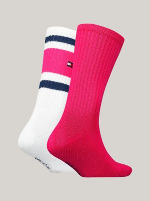 rosa 2er-pack socken in color block mit flag für unisex kinder - tommy hilfiger