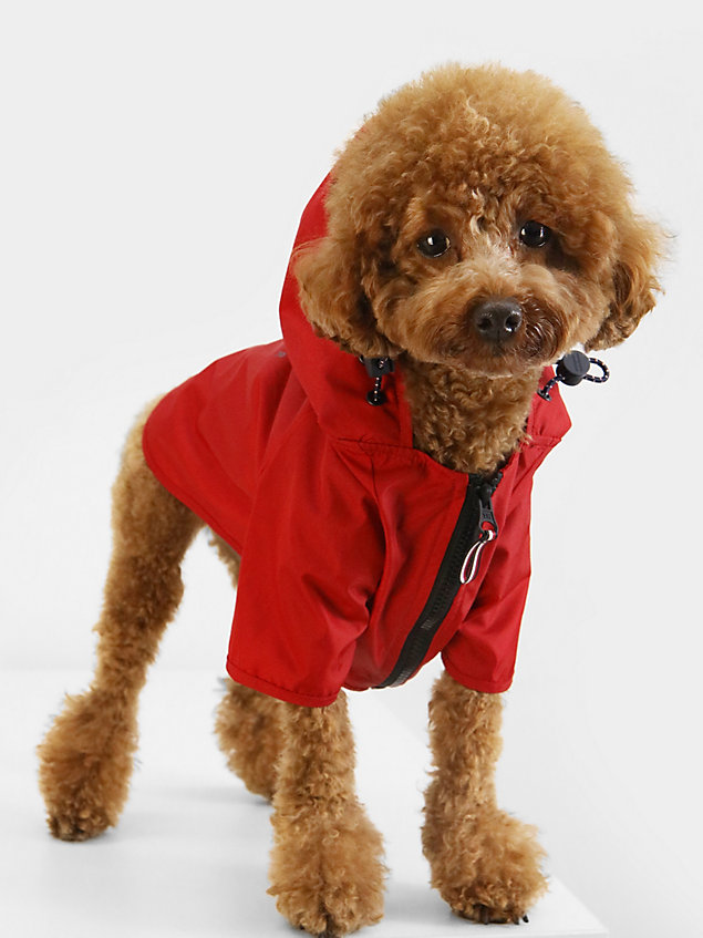 red hondenregenjas met capuchon voor unisex - tommy hilfiger